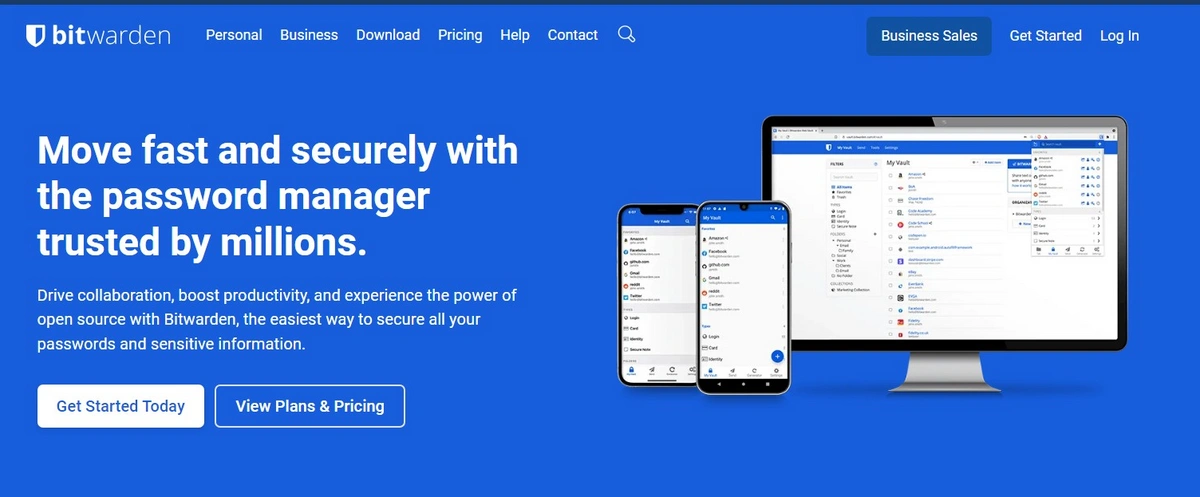 Bitwarden homepage
