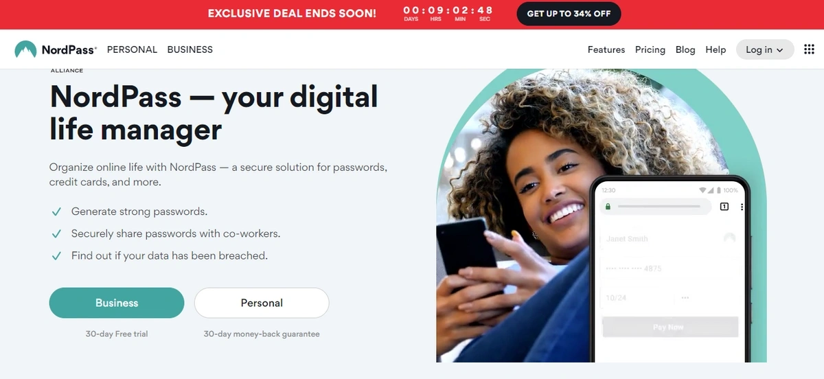 NordPass homepage
