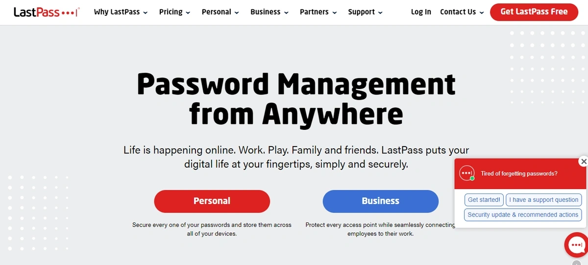 LastPass homepage